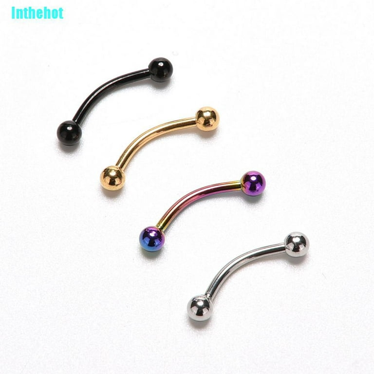 10pc Stainless Steel 16g Ball Curved Barbell Bars Ear Eyebrow Ring Body Piercing 